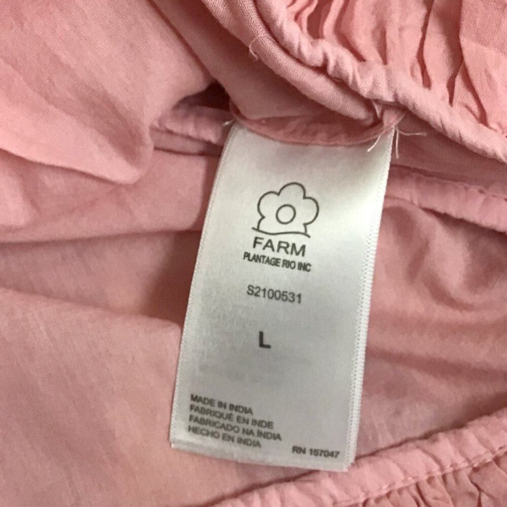 FARM Rio Blush Pink Puff Sleeve V-Neck Blouse - Picture 12 of 14